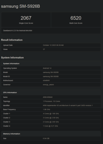 Exyos 2400 Geekbench (imagem via Geekbench)