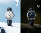 Da esquerda para a direita, o Grand Seiko SBGM255 "Snowdrop" (mostrador branco) e o SBGM257 "Moondrop" (mostrador azul-marinho), na foto. (Fonte da imagem: Grand Seiko)