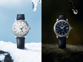 Da esquerda para a direita, o Grand Seiko SBGM255 "Snowdrop" (mostrador branco) e o SBGM257 "Moondrop" (mostrador azul-marinho), na foto. (Fonte da imagem: Grand Seiko)