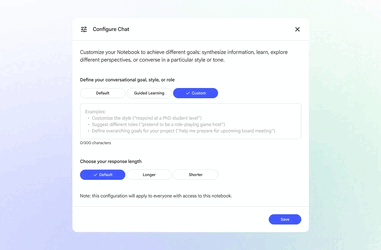 O bate-papo agora pode ser personalizado por meio de um ícone de configuração. (Fonte da imagem: Google)