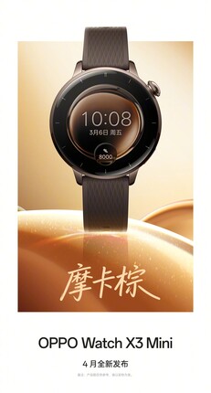 Oppo Watch X3 Mini em Mocha Brown.