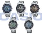 Na linha superior, temos (da esquerda para a direita) o Casio OCW-S7000RA-2AJF, o OCW-T2600RA-8AJF e o OCW-S7000RA-5AJF. Na linha inferior, vemos (da esquerda para a direita) o Casio OCW-S400RA-3AJF e o OCW-S400RA-2AJF. (Fonte da imagem: Casio)