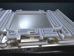 A Gigabyte está usando um gel térmico de nível de servidor em várias de suas GPUs que é aplicado usando um processo totalmente automatizado. (Fonte da imagem: canal da AORUS no YouTube)