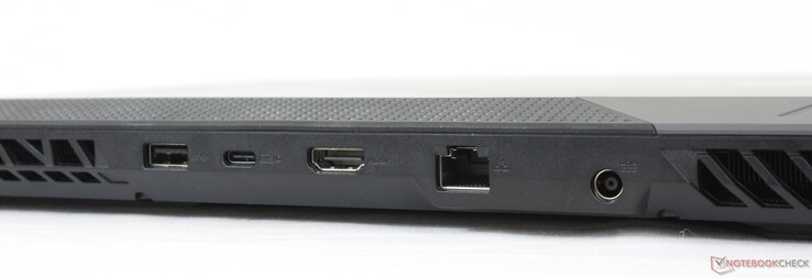 Atrás: USB-A 3.2 Gen. 1, USB-C 3.2 Gen. 2 c/ Fonte de Alimentação + DisplayPort, HDMI 2.0b, RJ-45 1 Gbps, adaptador CA