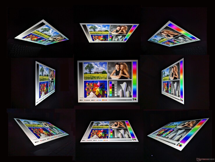 Amplos ângulos de visão OLED com o efeito arco-íris característico de ângulos extremos