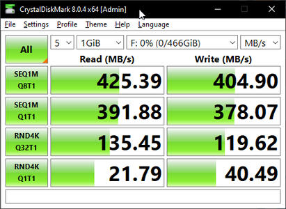 CrystalDiskMark 8 no meu PC, embora isto seja provavelmente um erro causado pelo hardware do meu PC.