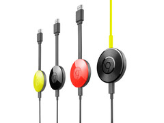 Uma imagem promocional do Chromecast de segunda geração do Google, exibida em várias cores. (Fonte da imagem: Google)