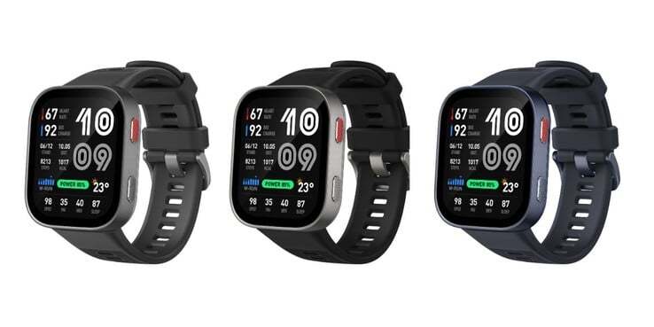 O smartwatch Amazfit Bip Max está disponível nas cores cinza, preto e azul
