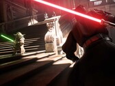 Captura de tela de Star Wars Battlefront II mostrando Yoda e Darth Maul