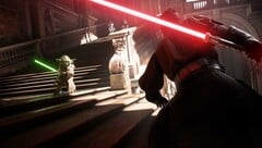 Captura de tela de Star Wars Battlefront II mostrando Yoda e Darth Maul