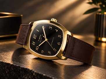 O relógio Timex Marlin Tonneau TW2Y84500IK com pulseira de couro marrom