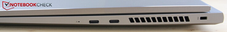 Direita: 2x USB-C 3.2 Gen 2 incl. DisplayPort 1.4 e Power Delivery 3.0, Kensington