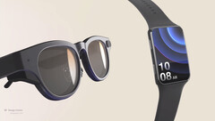O novo design de referência da pulseira de RA, com um par de óculos Goertek. (Fonte: Goertek)