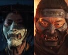 Atsu (à esquerda), de Ghost of Yōtei, e Jin Sakai (à direita), de Ghost of Tsushima, usam máscaras distintas no estilo oni que simbolizam sua transformação em lendas temidas. (Fonte da imagem: Sucker Punch Productions)