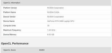 GPU para notebook RTX 3060. (Fonte de imagem: Geekbench)