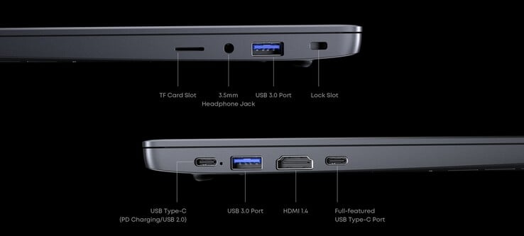 As interfaces externas do Chuwi CoreBook X (Fonte: Chuwi)