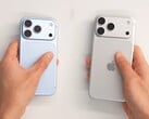 O iPhone 18 Pro da Apple (à esquerda) e o iPhone 18 Pro Max (à direita) pesam 211 g e 249 g, respectivamente.