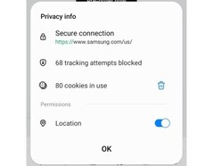 Menu de informações de privacidade da Samsung Internet 19.0 Beta (Fonte: Samsung Newsroom South Korea)