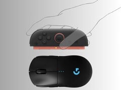 Joy-Cons do Switch 2 retratados acima do mouse para jogos (Fonte da imagem: Nintendo of America, Logitech com edições)