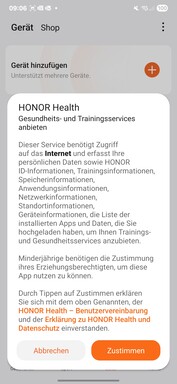 Honor Configuração do aplicativo de saúde