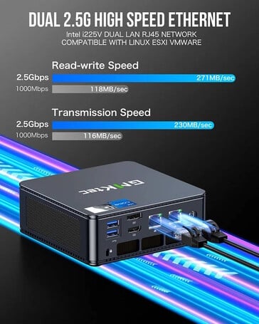 Ambas as portas LAN têm uma largura de banda de 2,5 Gbps (Fonte da imagem: GMKtec)