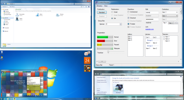 O Classic 7 é compatível com o menu Iniciar e a barra de tarefas do Windows 7, temas, gadgets e o Aero Glass original que foi lançado com o Windows Vista