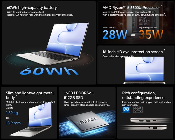Principais destaques do MagicBook X16 2026 6600U (tradução automática)