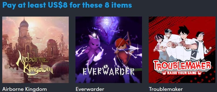 Imagem decorativa. A primeira camada contém 8 itens (Fonte da imagem: Humble Bundle)