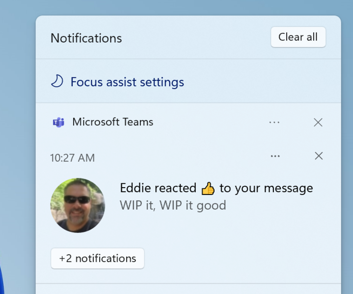 As configurações de assistência de foco estão agora acessíveis de dentro das notificações. (Fonte de imagem: Microsoft)