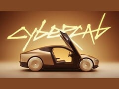 Uma captura de tela de um vídeo promocional do Tesla CyberCab, mostrando uma vista lateral do veículo