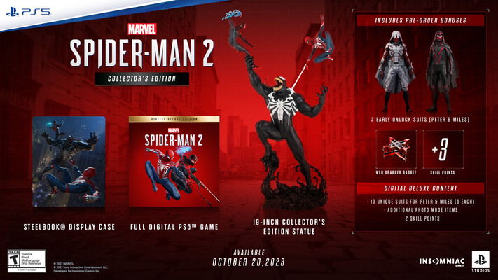 Conteúdo da Edição de Colecionador de Marvel's Spider-Man 2 (imagem via Sony)