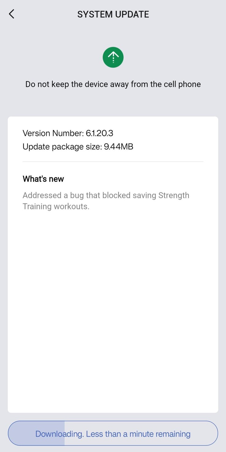 O registro de alterações da versão 6.1.20.3 do software para o smartwatch Amazfit Active 2 (Round). (Fonte da imagem: Amazfit)