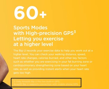 O Bip U Pro recebe um GPS incorporado. (Fonte da imagem: Amazfit Índia)