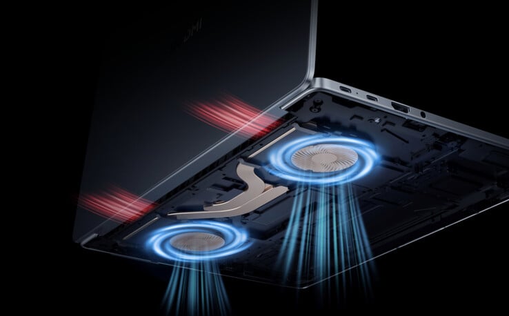 O Redmi Book 14 2025 Renewed Edition tem uma solução de resfriamento com ventoinha dupla e tubo de calor. (Fonte da imagem: Xiaomi)