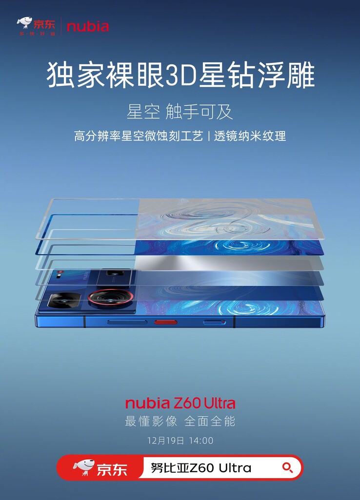 O novo e movimentado painel traseiro do Z60 Ultra no modo Starry Night. (Fonte: Nubia)