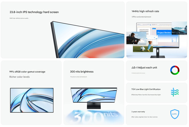 Principais destaques do monitor (Fonte da imagem: Xiaomi - tradução automática)