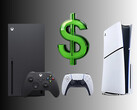 Os consoles Xbox e PlayStation são mostrados com o símbolo do dólar (Fonte da imagem: Microsoft Xbox Gaming, Sony PlayStation com edições)