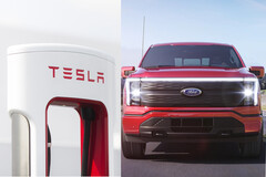 A Ford efetivamente dobrará o número de carregadores rápidos para seus proprietários de veículos elétricos graças a uma expansão que incluirá os Superchargers da Tesla. (Fonte da imagem: Tesla/Ford - editado)