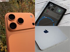 iPhone 17 Pro Max, RedMagic 11 Pro e M5 iPad Pro mostrados lado a lado, destacando diferentes designs de hardware para jogos móveis (Fonte da imagem: Notebookcheck)