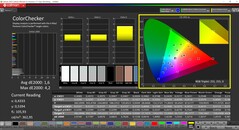 CalMAN ColorChecker (perfil: P3, espaço de cor alvo: P3)