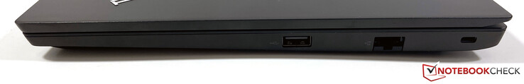 Lado direito: USB-A 2.0, Gigabit-Ethernet, Slot de segurança Kensington
