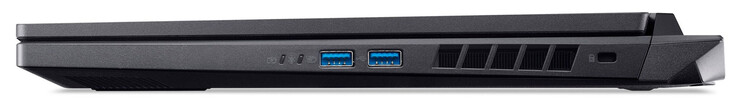 Lado direito: 2x USB 3.2 Gen 2 (USB-A), slot para trava de cabo