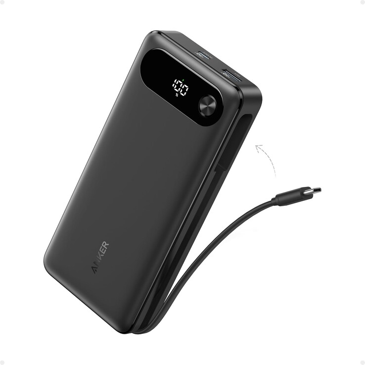 O novo Anker Zolo 22.5W Power Bank 10K tem um cabo integrado como o Anker Power Bank mais antigo (20K, 87W, Built-In USB-C Cable) (foto). (Fonte da imagem: AnkerInsider)