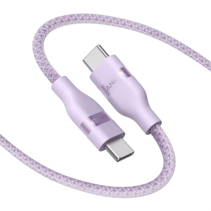 O cabo USB-C para USB-C da Anker (3 pés, 240W, trançado com reciclagem) em Lilac Purple