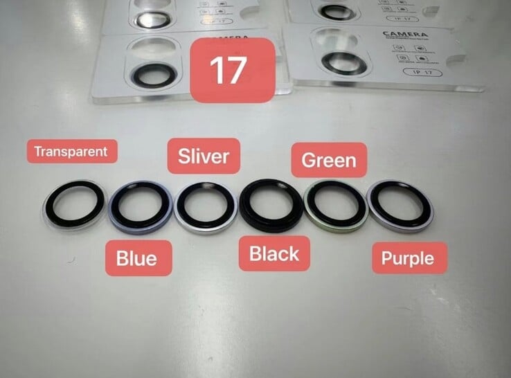 Os anéis de proteção da câmera que supostamente revelam as cores do iPhone 17.