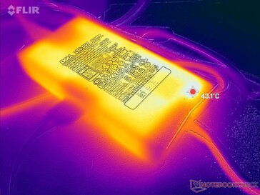 O adaptador AC pode alcançar mais de 43 C quando sob cargas pesadas por um período prolongado