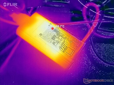 O adaptador CA pode atingir mais de 37 °C ao operar cargas exigentes