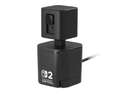 A câmera GameChat da Hori, mais acessível, pode ser montada diretamente no Switch 2 ou usada com o pedestal removível. (Fonte da imagem: Hori)