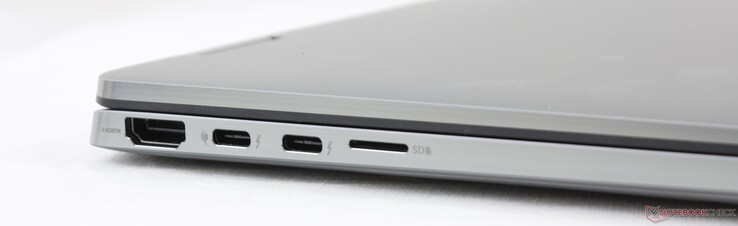 Left: HDMI 2.0, 2x USB 3.2 Gen. 2 PD w/ Thunderbolt 3, MicroSD reader
