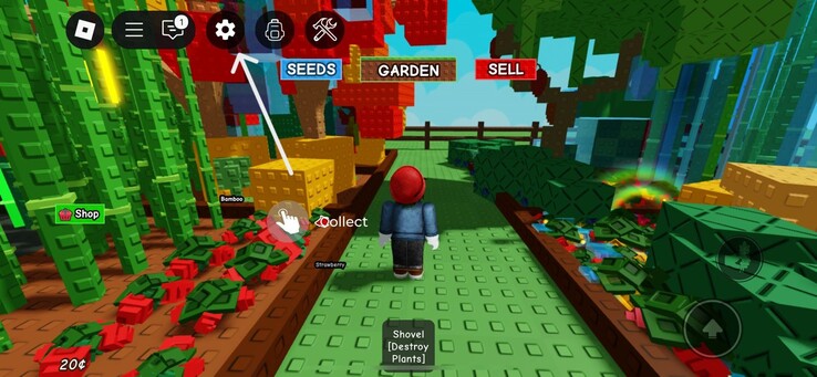 Clique no ícone "settings" (Fonte da imagem: Roblox)